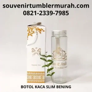 Botol Kaca Slim Bening 420 mili souvenir tumbler murah